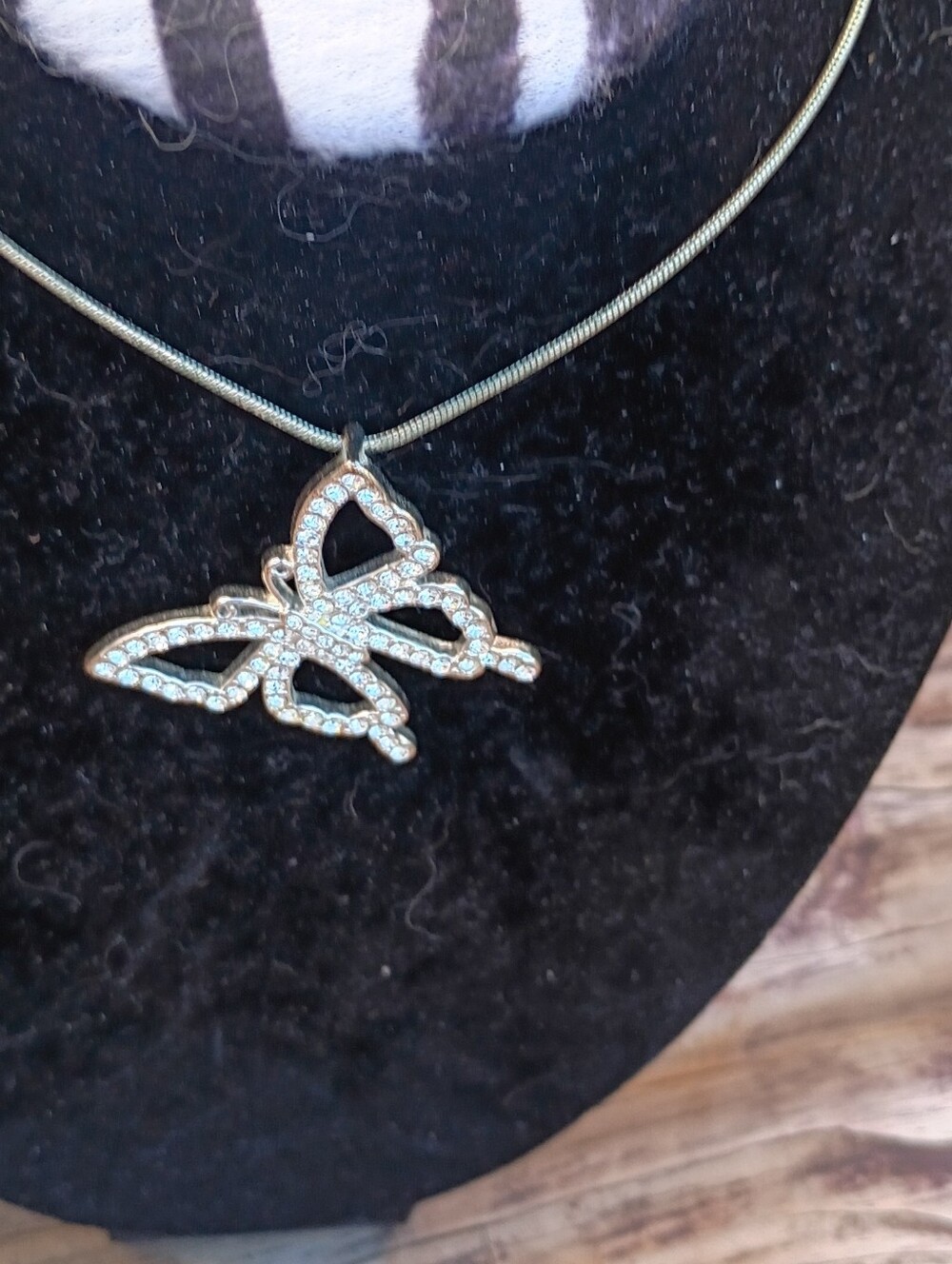 Sparkling Butterfly Pendant Necklace in Silver